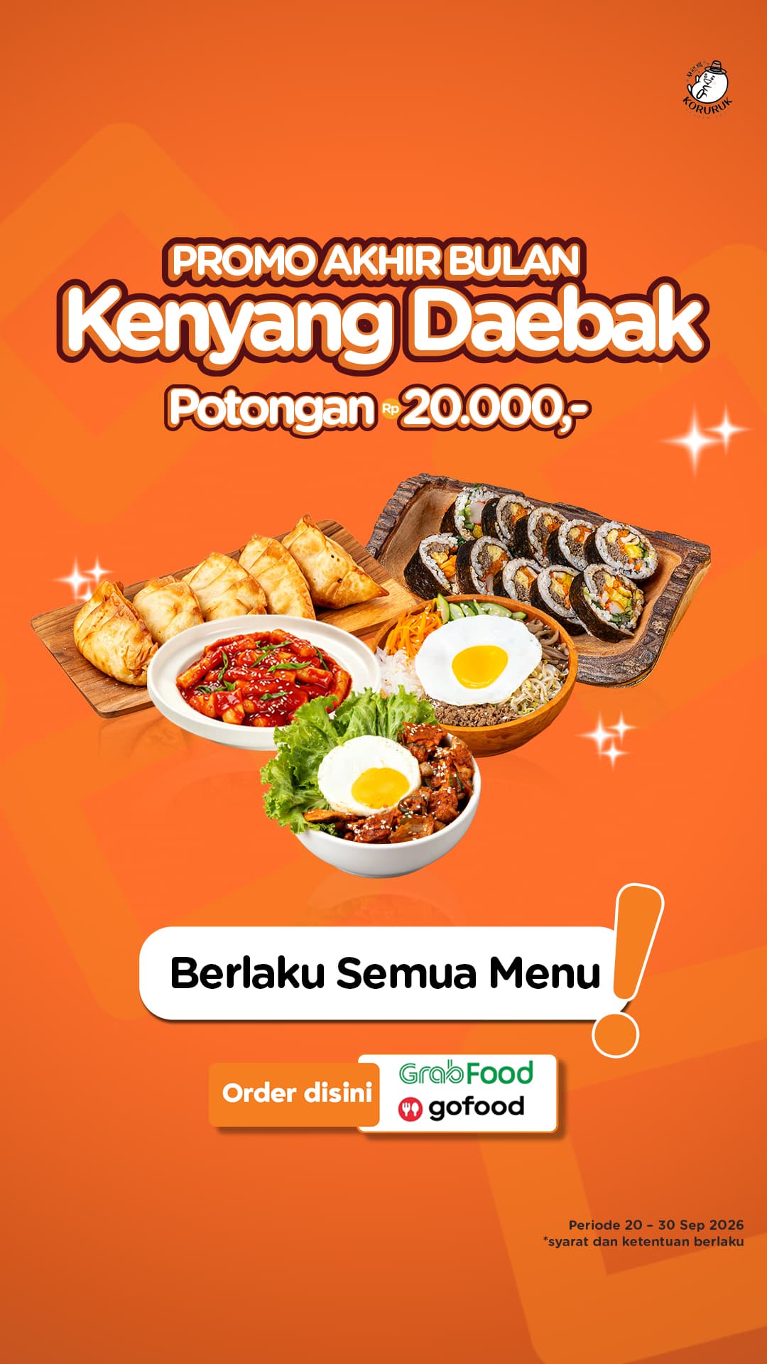 Korean tteokbokki dish with free delivery promotion banner